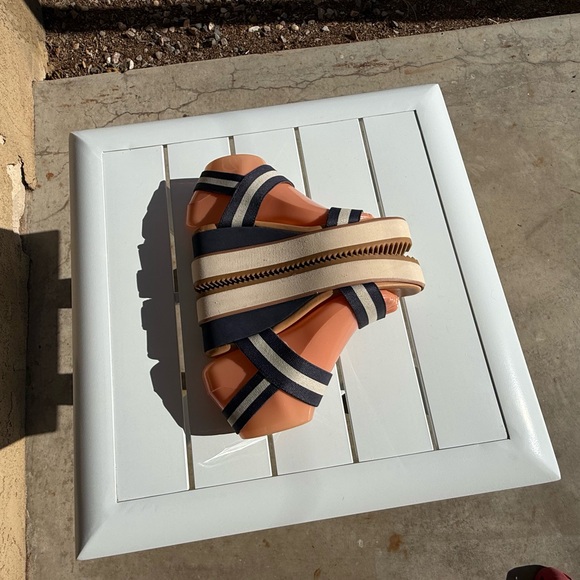 Corso Como Navy and White Striped Women's wedge Sandals size 6M - Picture 11 of 14